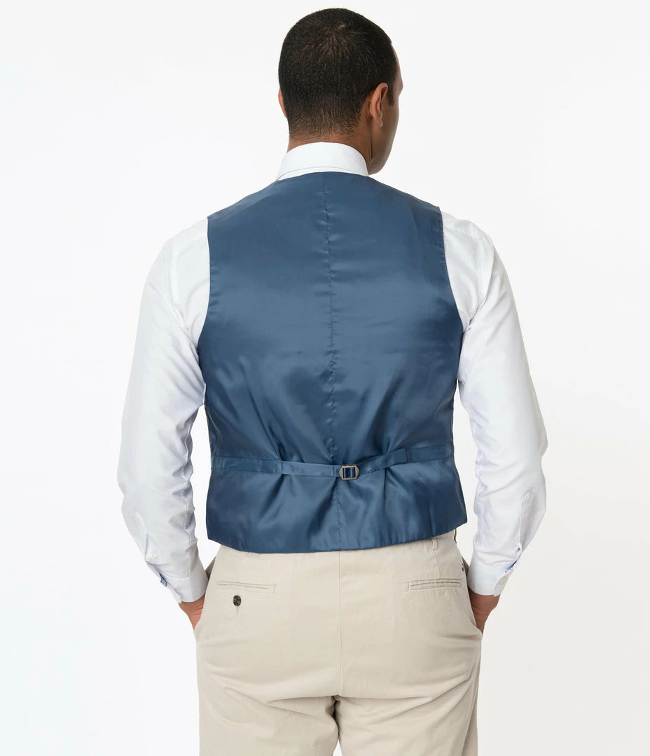 Collectif Navy Blue Crosshatch Max Waistcoat