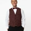 Collectif Burgundy Crosshatch Max Waistcoat Sale