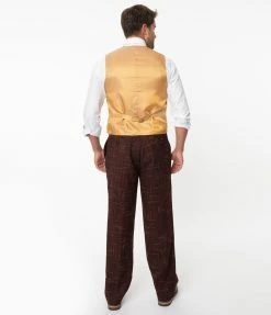 Collectif Burgundy Crosshatch Bobbie Trousers Sale