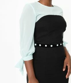 Collectif Black & Mint Jerry Pencil Dress