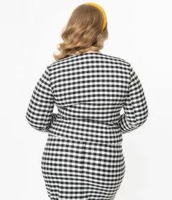 Collectif Plus Size Black & White Gingham Lorinna Jacket Sale