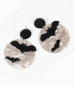 Mavin Design Co Bat & Moon Circle Drop Earrings