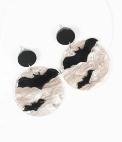 Mavin Design Co Bat & Moon Circle Drop Earrings