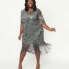 Flapper Dresses Unique Vintage Plus Size 1920s Grey & Silver Beaded Lynette Flapper Dress