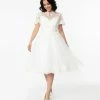 Unique Vintage Off White Lace Nico Bridal Swing Dress