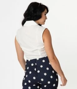 Unique Vintage White Tie Marsha Crop Top Sale
