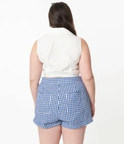 Unique Vintage Plus Size White Tie Marsha Crop Top