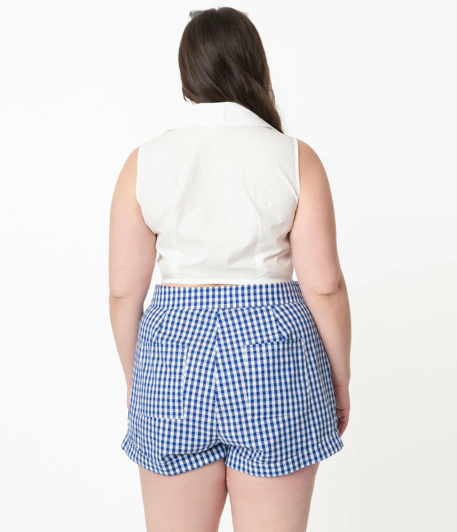 Unique Vintage Plus Size White Tie Marsha Crop Top