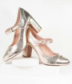 Demfon International (Chelsea Crew) Chelsea Crew Metallic Textured Gold Orlando Heels Heels & Wedges