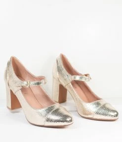 Demfon International (Chelsea Crew) Chelsea Crew Metallic Textured Gold Orlando Heels Heels & Wedges