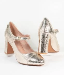Demfon International (Chelsea Crew) Chelsea Crew Metallic Textured Gold Orlando Heels Heels & Wedges