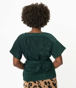 Lifestyle Group (UK) Ltd Retro Style Emerald Tara Wrap Top Sale