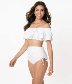 Swimwear Unique Vintage White Provincetown Swim Bottom