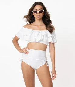 Swimwear Unique Vintage White Provincetown Swim Bottom