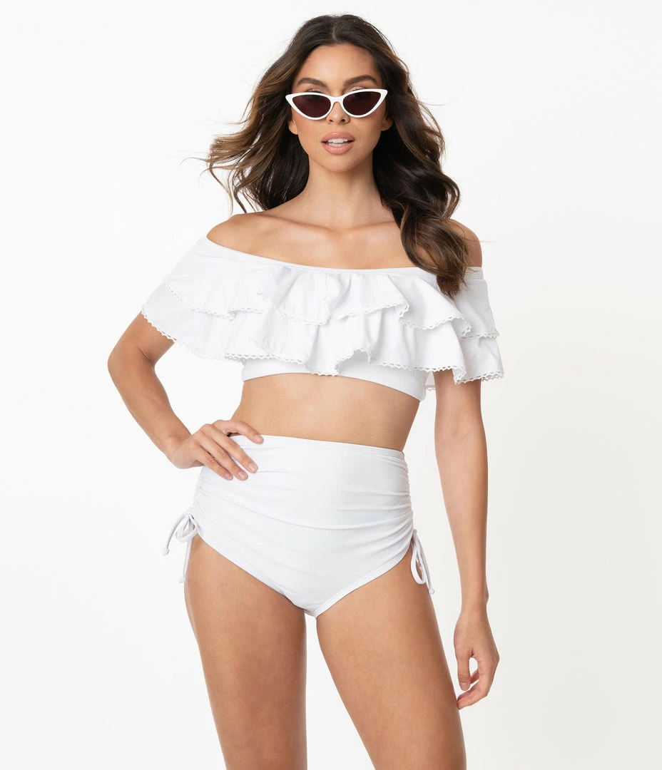 Swimwear Unique Vintage White Provincetown Swim Bottom