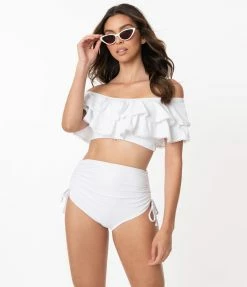Swimwear Unique Vintage White Provincetown Swim Bottom