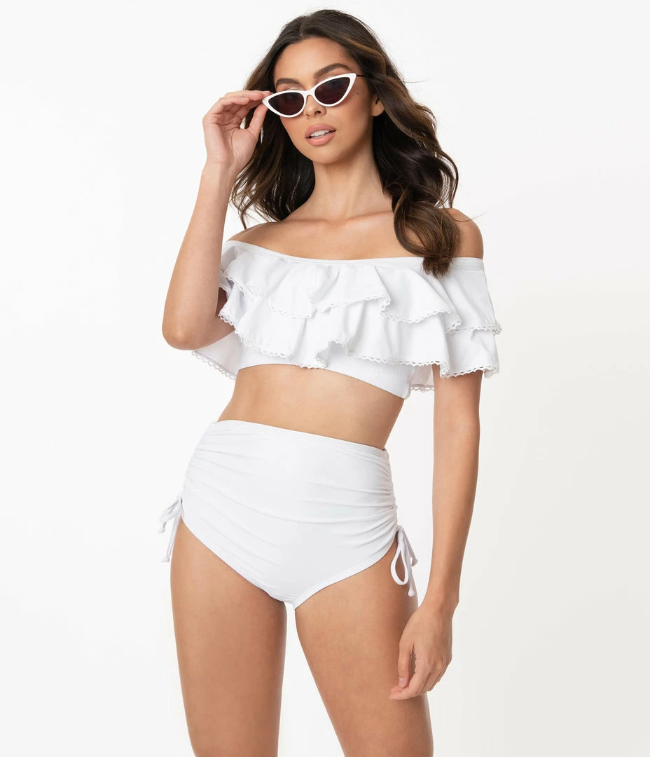 Swimwear Unique Vintage White Provincetown Swim Bottom