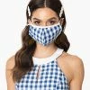 Smak Parlour Blue & White Gingham Face Mask Sale