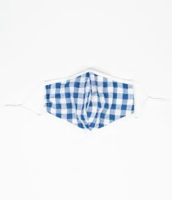 Smak Parlour Blue & White Gingham Face Mask Sale