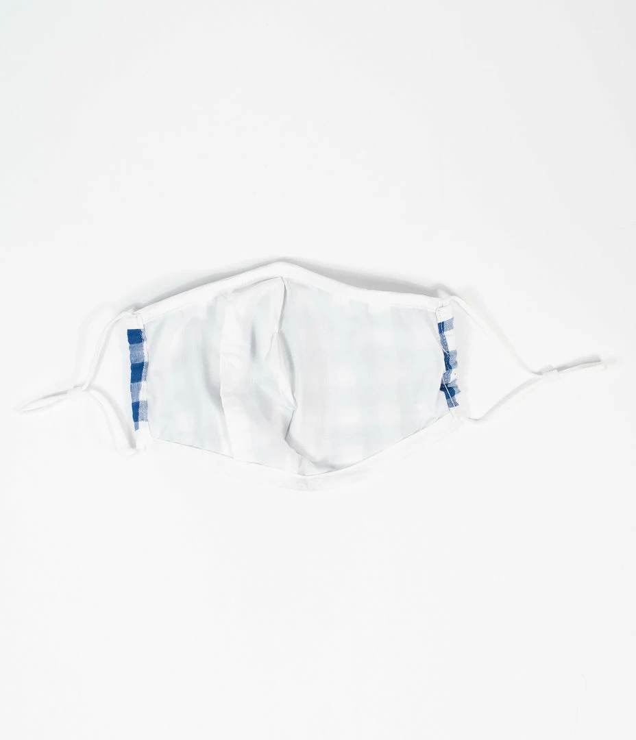 Smak Parlour Blue & White Gingham Face Mask Sale