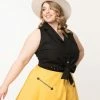Unique Vintage Plus Size Black Tie Marsha Crop Top Sale