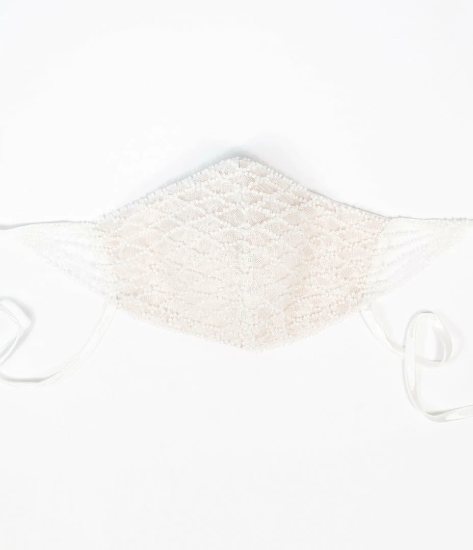 Cinderella Divine Moto White Beaded & Lace Face Mask