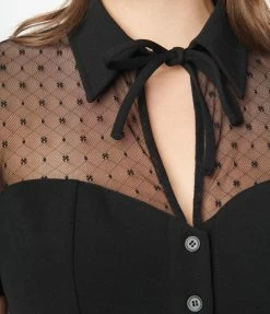 Unique Vintage 1950s Black Addison Blouse Clothing