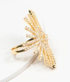 Jamie Rocks & Co Jewelry Gold & Silver Rhinestone Starburst Adjustable Ring