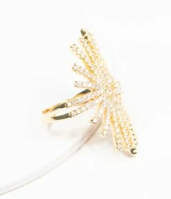 Jamie Rocks & Co Jewelry Gold & Silver Rhinestone Starburst Adjustable Ring