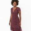 Smak Parlour Burgundy Leopard Print Hide And Go Chic Midi Dress