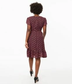 Smak Parlour Burgundy Leopard Print Hide And Go Chic Midi Dress