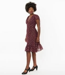 Smak Parlour Burgundy Leopard Print Hide And Go Chic Midi Dress