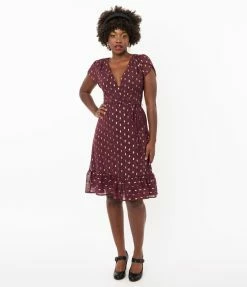 Smak Parlour Burgundy Leopard Print Hide And Go Chic Midi Dress