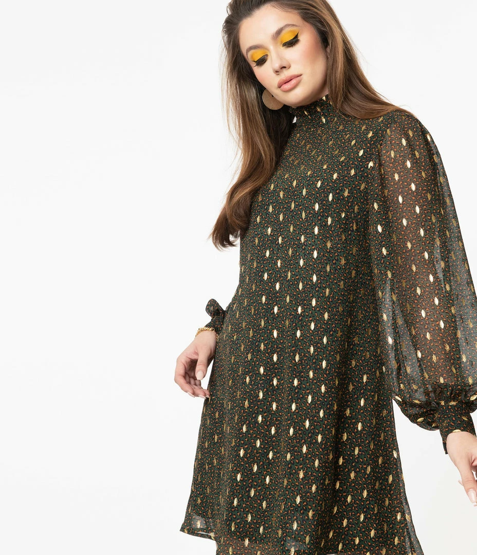 Smak Parlour Emerald Leopard Print Girl Talk Mini Dress