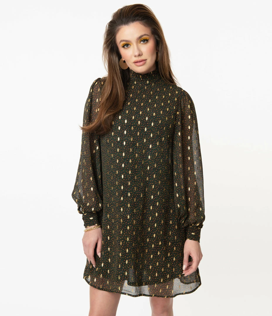 Smak Parlour Emerald Leopard Print Girl Talk Mini Dress