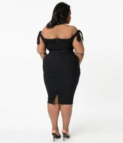 Unique Vintage Plus Size 1960s Black Connie Wiggle Dress