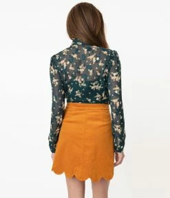 Smak Parlour Teal & White Floral Street Savvy Blouse