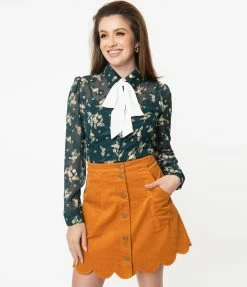 Smak Parlour Teal & White Floral Street Savvy Blouse