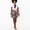 Smak Parlour Pink Floral & Gold Dot Wild Thing Wrap Flare Skirt