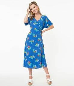 Emily And Fin Emily & Fin Blue Summer Fruits Print Jenna Wrap Dress