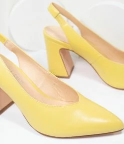 Demfon International (Chelsea Crew) Heels & Wedges Chelsea Crew Yellow Leather Slingback Kenzie Heels