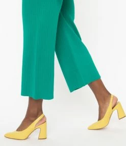 Demfon International (Chelsea Crew) Heels & Wedges Chelsea Crew Yellow Leather Slingback Kenzie Heels