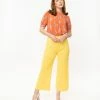 Compania Fantastica Retro Style Yellow Rib Knit Wide Leg Pants Sale