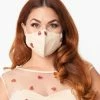 Magnolia Place Cream Mesh & Red Sequin Hearts Face Mask Sale