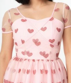 Sale Magnolia Place Light Pink & Sparkling Hearts Dorothy Swing Dress