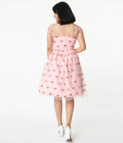 Sale Magnolia Place Light Pink & Sparkling Hearts Dorothy Swing Dress
