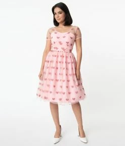 Sale Magnolia Place Light Pink & Sparkling Hearts Dorothy Swing Dress