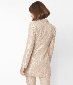 Saints & Hearts Clothing Champagne & Rose Gold Sequin Double Breasted Blazer