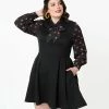 Smak Parlour Plus Size Black & Pumpkin Print She.E.O. Fit & Flare Dress Sale