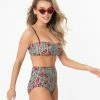 Coral & Jade Apparel, LLC (Bettie Page, Esther Williams, Girl Howdy) Bettie Page Gingham & Cherry Print Bandeau Swim Top Swimwear